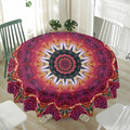 Pink Flower Kaleidoscope Print Waterproof Round Tablecloth