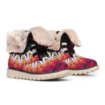 Pink Flower Kaleidoscope Print Winter Boots
