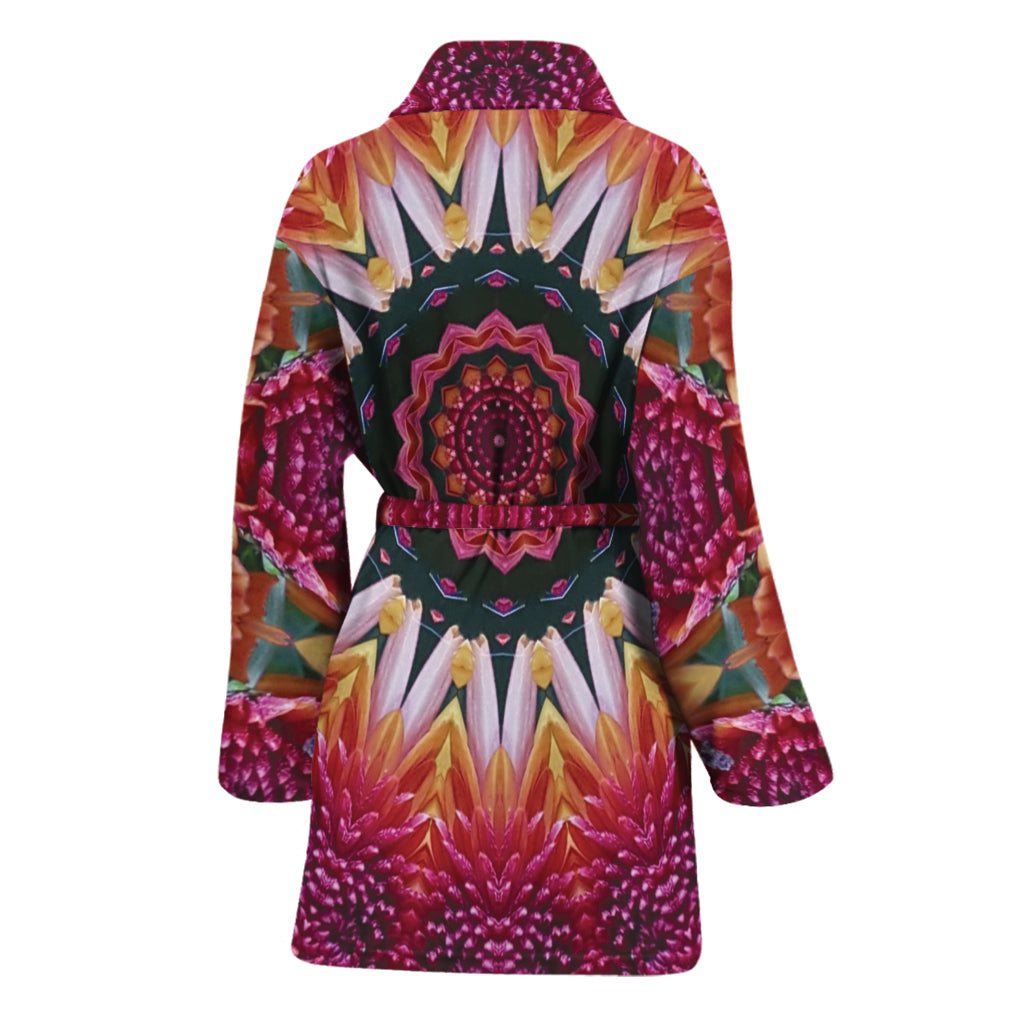 Pink Flower Kaleidoscope Print Women's Bathrobe