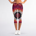 Pink Flower Kaleidoscope Print Women's Capri Leggings