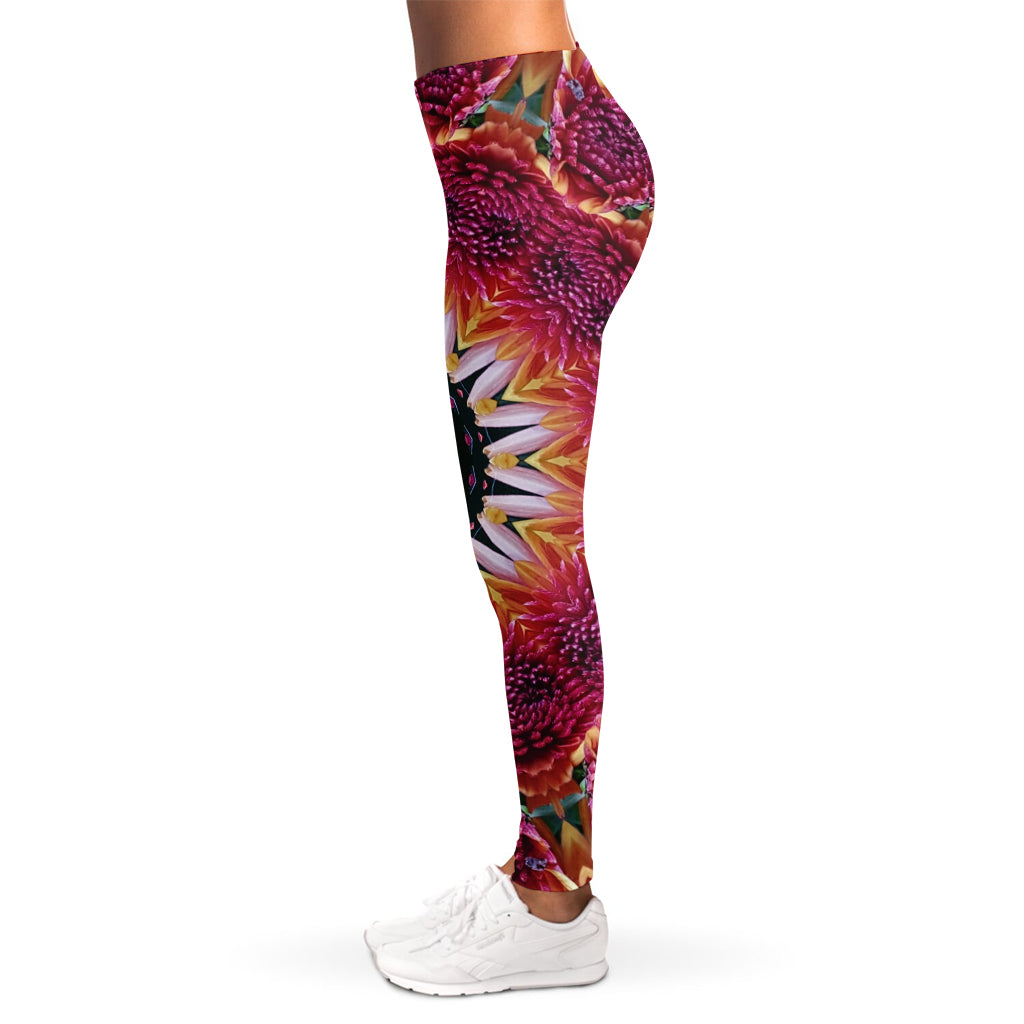 Pink Flower Kaleidoscope Print Women's Leggings