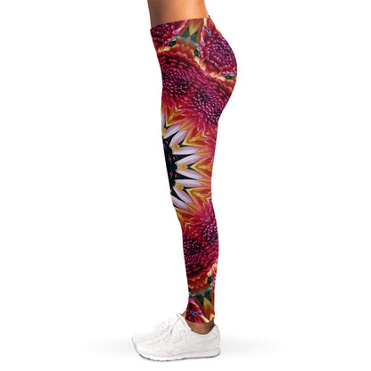 Pink Flower Kaleidoscope Print Women's Leggings
