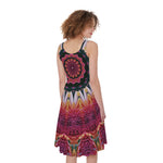 Pink Flower Kaleidoscope Print Women's Sleeveless Dress