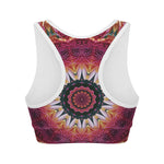 Pink Flower Kaleidoscope Print Women's Sports Bra