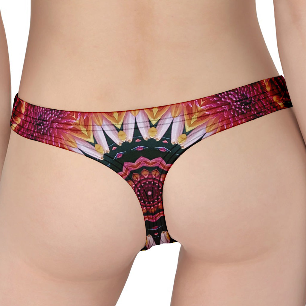 Pink Flower Kaleidoscope Print Women's Thong