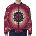 Pink Flower Kaleidoscope Print Zip Sleeve Bomber Jacket