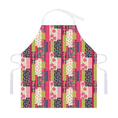 Pink Flower Patchwork Pattern Print Adjustable Apron