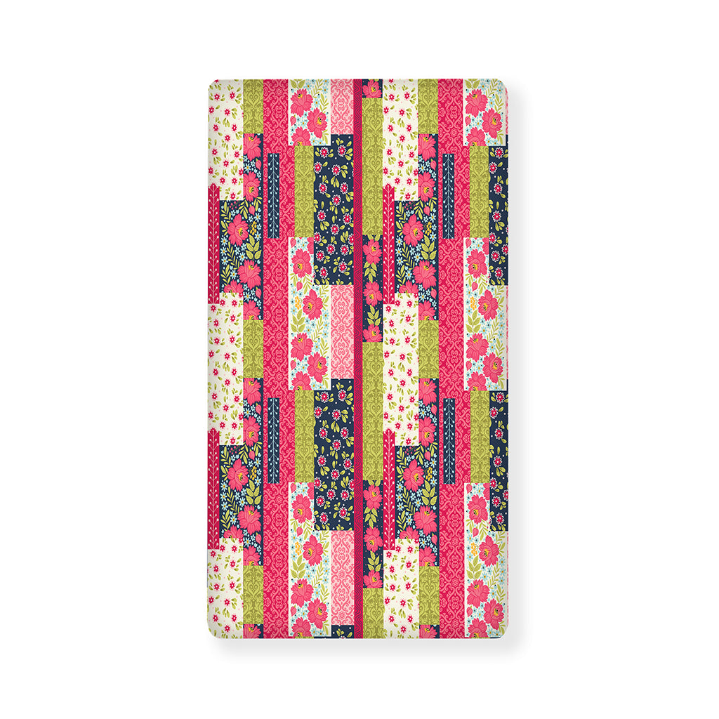Pink Flower Patchwork Pattern Print Baby Crib Sheet