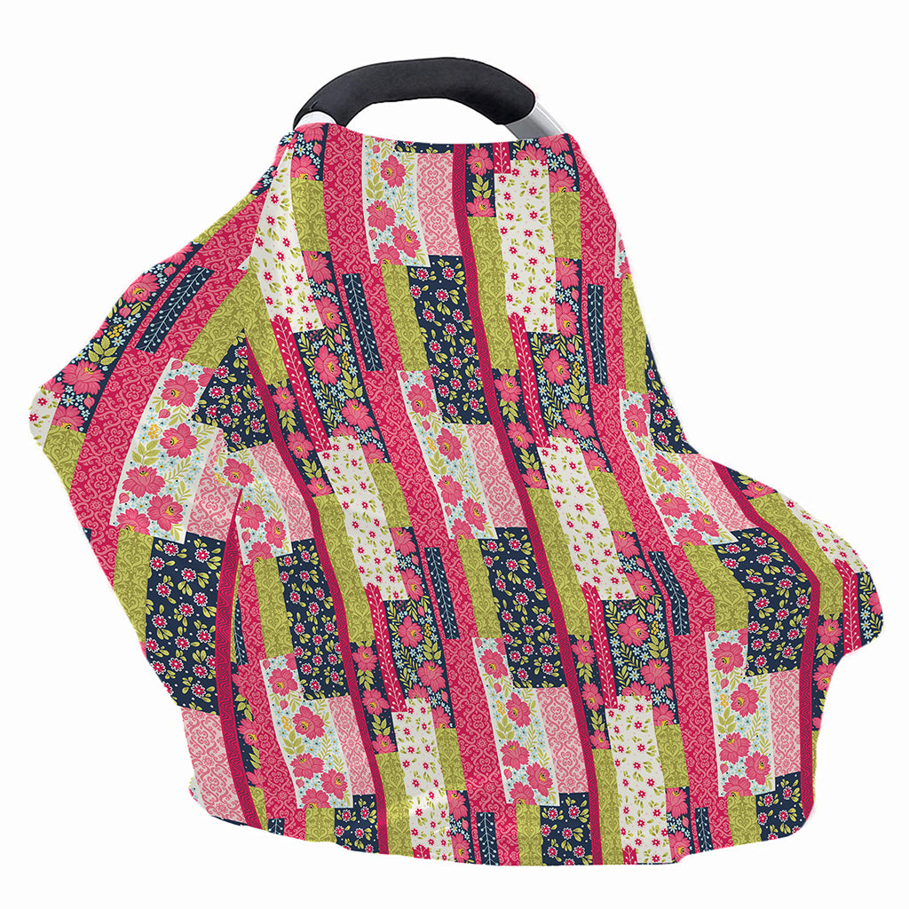 Pink Flower Patchwork Pattern Print Baby Seat Cover
