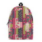Pink Flower Patchwork Pattern Print Backpack