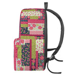 Pink Flower Patchwork Pattern Print Backpack