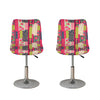 Pink Flower Patchwork Pattern Print Bar Stool Covers