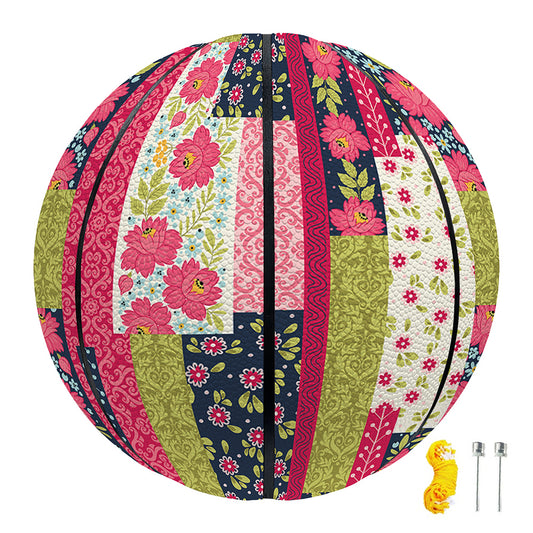 Pink Flower Patchwork Pattern Print Basketball