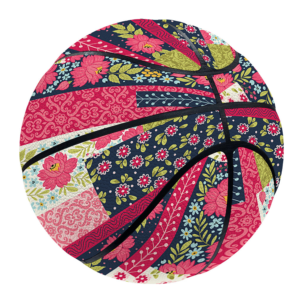 Pink Flower Patchwork Pattern Print Basketball