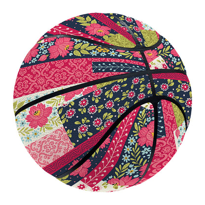 Pink Flower Patchwork Pattern Print Basketball