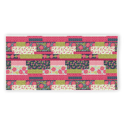 Pink Flower Patchwork Pattern Print Beach Towel