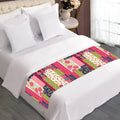 Pink Flower Patchwork Pattern Print Bed Runner