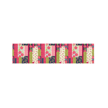 Pink Flower Patchwork Pattern Print Bed Runner