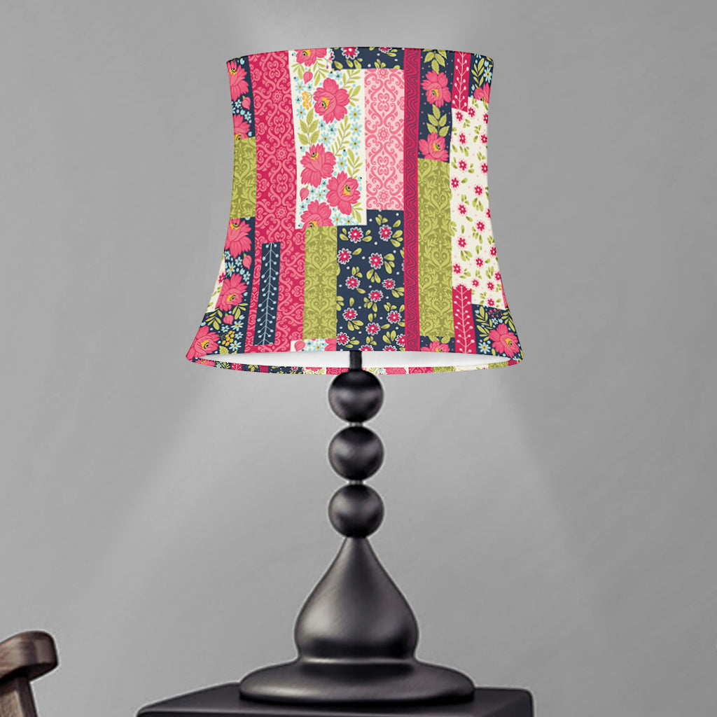 Pink Flower Patchwork Pattern Print Bell Lamp Shade