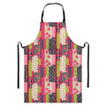 Pink Flower Patchwork Pattern Print Bib Apron With Pocket