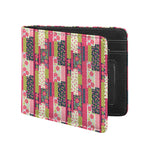 Pink Flower Patchwork Pattern Print Bifold Wallet