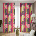 Pink Flower Patchwork Pattern Print Dimout Pencil Pleat Curtains