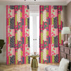 Pink Flower Patchwork Pattern Print Blackout Pencil Pleat Curtains