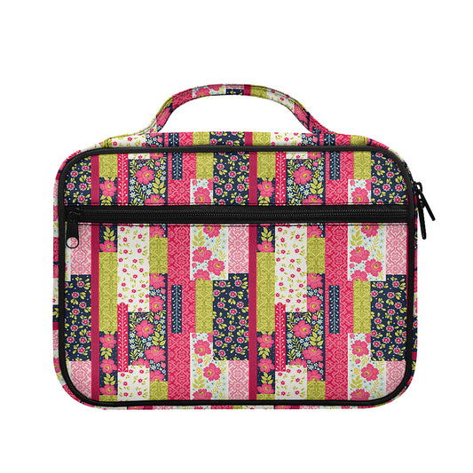 Pink Flower Patchwork Pattern Print Briefcase Bible Bag