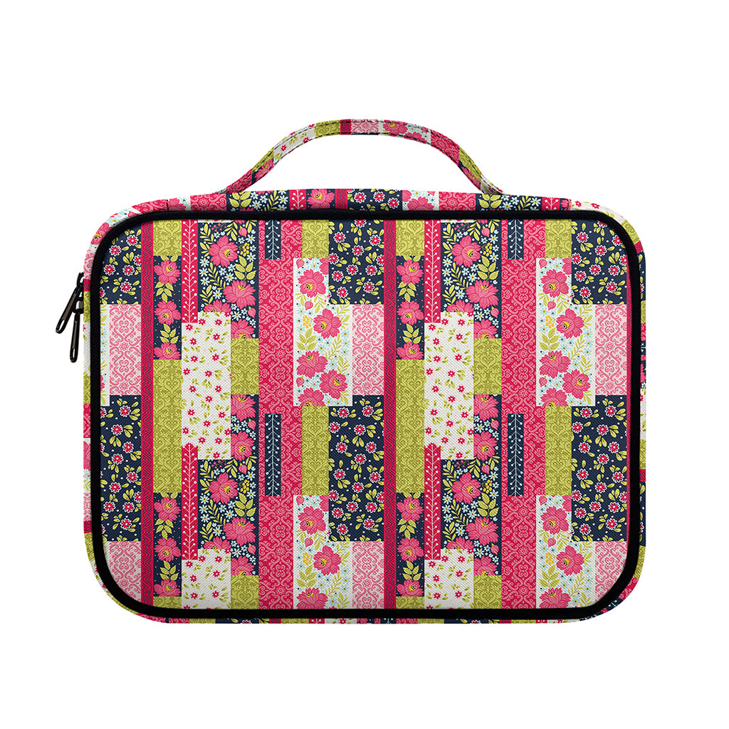 Pink Flower Patchwork Pattern Print Briefcase Bible Bag