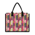 Pink Flower Patchwork Pattern Print Canvas Tote Bag