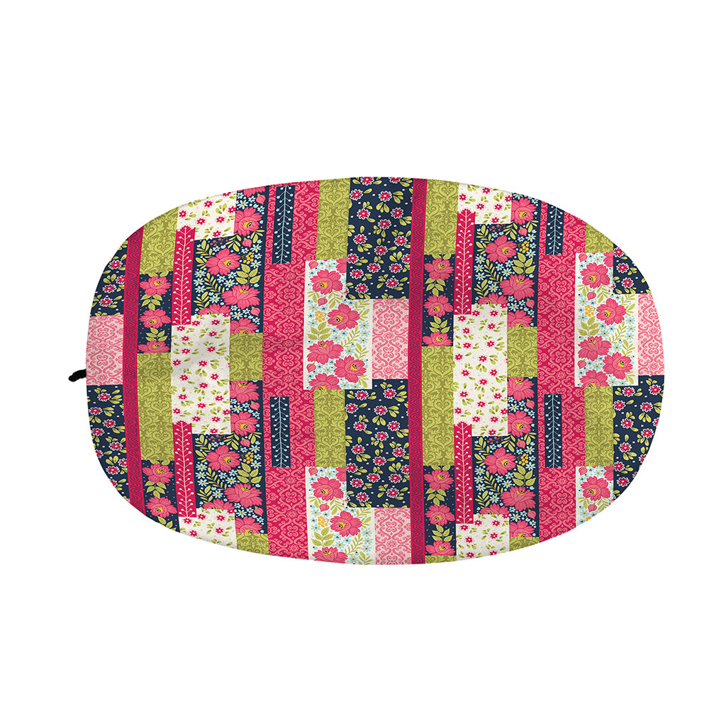 Pink Flower Patchwork Pattern Print Car Side Mirror Covers