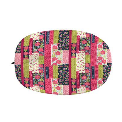 Pink Flower Patchwork Pattern Print Car Side Mirror Covers