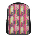 Pink Flower Patchwork Pattern Print Casual Backpack
