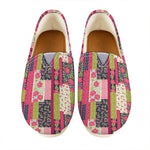 Pink Flower Patchwork Pattern Print Casual Shoes