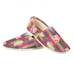 Pink Flower Patchwork Pattern Print Casual Shoes