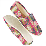 Pink Flower Patchwork Pattern Print Casual Shoes