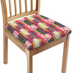 Pink Flower Patchwork Pattern Print Chair Cushion Cover