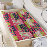 Pink Flower Patchwork Pattern Print Changing Pad Cover
