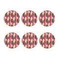 Pink Flower Patchwork Pattern Print Coaster Set