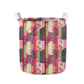 Pink Flower Patchwork Pattern Print Collapsible Laundry Basket