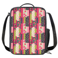 Pink Flower Patchwork Pattern Print Crossbody Lunch Bag