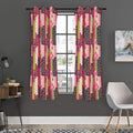 Pink Flower Patchwork Pattern Print Grommet Curtain Panels