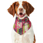 Pink Flower Patchwork Pattern Print Dog Bandana