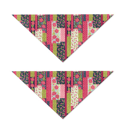 Pink Flower Patchwork Pattern Print Dog Bandana