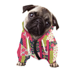 Pink Flower Patchwork Pattern Print Dog Zip Up Hoodie