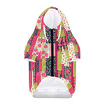 Pink Flower Patchwork Pattern Print Dog Zip Up Hoodie