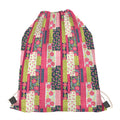 Pink Flower Patchwork Pattern Print Drawstring Bag