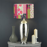 Pink Flower Patchwork Pattern Print Drum Lamp Shade