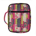 Pink Flower Patchwork Pattern Print Front Pocket Bible Bag