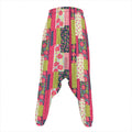Pink Flower Patchwork Pattern Print Hammer Pants